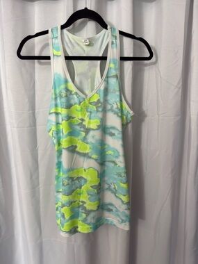 Fila Neon Green & Teal Abstract Racerback Tank
